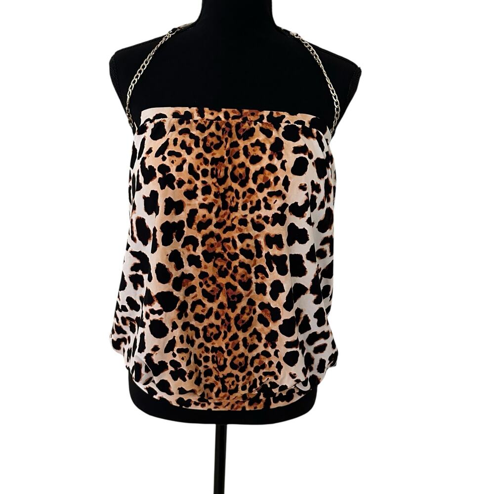 Vince Camuto Multicolor Animal Print Halter Tankini Swim Top - Size L - NWT